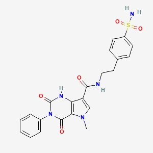 molecular formula C22H21N5O5S B2589025 5-methyl-2,4-dioxo-3-phenyl-N-(4-sulfamoylphenethyl)-2,3,4,5-tetrahydro-1H-pyrrolo[3,2-d]pyrimidine-7-carboxamide CAS No. 921829-74-5