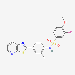 molecular formula C20H16FN3O3S2 B2589026 3-fluoro-4-methoxy-N-(2-methyl-4-(thiazolo[5,4-b]pyridin-2-yl)phenyl)benzenesulfonamide CAS No. 912623-91-7
