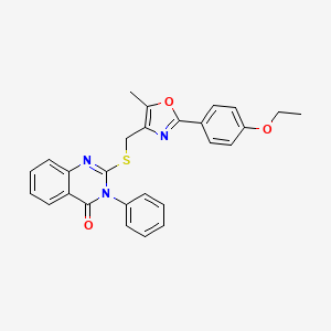 molecular formula C27H23N3O3S B2589031 2-(((2-(4-ethoxyphenyl)-5-methyloxazol-4-yl)methyl)thio)-3-phenylquinazolin-4(3H)-one CAS No. 1114646-34-2