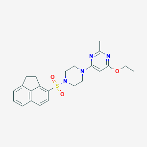 molecular formula C23H26N4O3S B2589035 4-(4-((1,2-Dihydroacenaphthylen-3-yl)sulfonyl)piperazin-1-yl)-6-ethoxy-2-methylpyrimidine CAS No. 946271-50-7