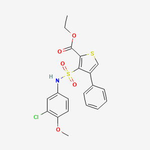 molecular formula C20H18ClNO5S2 B2589037 乙酸-3-[(3-氯-4-甲氧基苯基)磺酰氨基]-4-苯基噻吩-2-甲酸乙酯 CAS No. 900012-68-2