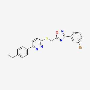 molecular formula C21H17BrN4OS B2589040 3-({[3-(3-Bromophenyl)-1,2,4-oxadiazol-5-yl]methyl}thio)-6-(4-ethylphenyl)pyridazine CAS No. 1114915-01-3