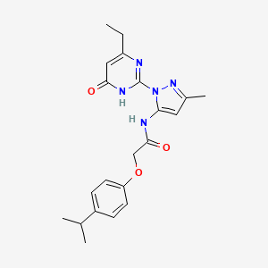 molecular formula C21H25N5O3 B2589082 N-(1-(4-ethyl-6-oxo-1,6-dihydropyrimidin-2-yl)-3-methyl-1H-pyrazol-5-yl)-2-(4-isopropylphenoxy)acetamide CAS No. 1003964-61-1