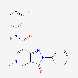 molecular formula C20H15FN4O2 B2589083 N-(3-fluorophenyl)-5-methyl-3-oxo-2-phenyl-2H,3H,5H-pyrazolo[4,3-c]pyridine-7-carboxamide CAS No. 921880-06-0