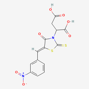 molecular formula C14H10N2O7S2 B2589086 (Z)-2-(5-(3-nitrobenzylidene)-4-oxo-2-thioxothiazolidin-3-yl)succinic acid CAS No. 615282-34-3