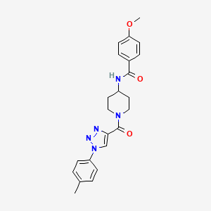 molecular formula C23H25N5O3 B2589091 4-methoxy-N-(1-(1-(p-tolyl)-1H-1,2,3-triazole-4-carbonyl)piperidin-4-yl)benzamide CAS No. 1251590-56-3