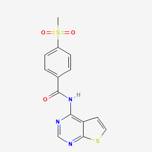 molecular formula C14H11N3O3S2 B2589096 4-(甲磺酰基)-N-(噻吩[2,3-d]嘧啶-4-基)苯甲酰胺 CAS No. 1004052-75-8