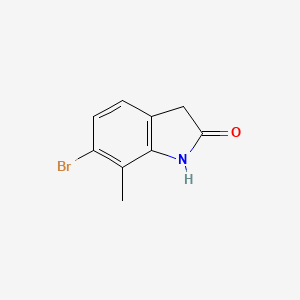 molecular formula C9H8BrNO B2589097 6-Bromo-7-methyl-1,3-dihydro-indol-2-one CAS No. 1260830-11-2