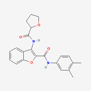 molecular formula C22H22N2O4 B2589100 N-(3,4-dimethylphenyl)-3-(oxolane-2-amido)-1-benzofuran-2-carboxamide CAS No. 888455-77-4