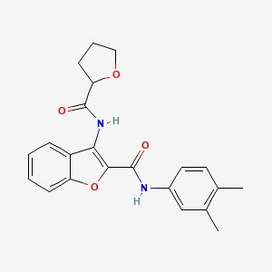molecular formula C22H22N2O4 B2589100 N-(3,4-dimethylphenyl)-3-(tetrahydrofuran-2-carboxamido)benzofuran-2-carboxamide CAS No. 888455-77-4