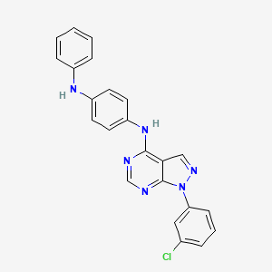 molecular formula C23H17ClN6 B2589101 N1-[1-(3-chlorophenyl)-1H-pyrazolo[3,4-d]pyrimidin-4-yl]-N4-phenylbenzene-1,4-diamine CAS No. 890949-53-8