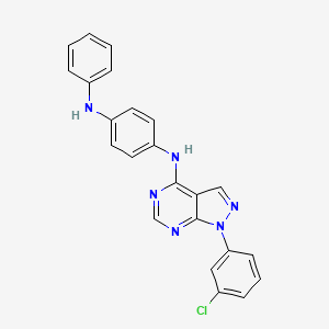 molecular formula C23H17ClN6 B2589101 N-[1-(3-chlorophenyl)-1H-pyrazolo[3,4-d]pyrimidin-4-yl]-N'-phenylbenzene-1,4-diamine CAS No. 890949-53-8