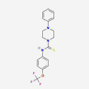 molecular formula C18H18F3N3OS B2589104 4-phenyl-N-[4-(trifluoromethoxy)phenyl]piperazine-1-carbothioamide CAS No. 1027224-91-4