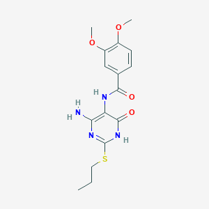 molecular formula C16H20N4O4S B2589120 N-(4-amino-6-oxo-2-(propylthio)-1,6-dihydropyrimidin-5-yl)-3,4-dimethoxybenzamide CAS No. 868226-80-6