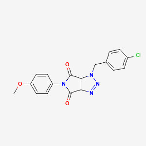 molecular formula C18H15ClN4O3 B2589132 1-[(4-chlorophenyl)methyl]-5-(4-methoxyphenyl)-1H,3aH,4H,5H,6H,6aH-pyrrolo[3,4-d][1,2,3]triazole-4,6-dione CAS No. 1008227-28-8