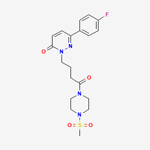 molecular formula C19H23FN4O4S B2589146 6-(4-fluorophenyl)-2-(4-(4-(methylsulfonyl)piperazin-1-yl)-4-oxobutyl)pyridazin-3(2H)-one CAS No. 1251556-08-7