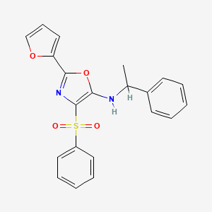 molecular formula C21H18N2O4S B2589179 4-(benzenesulfonyl)-2-(furan-2-yl)-N-(1-phenylethyl)-1,3-oxazol-5-amine CAS No. 862793-22-4