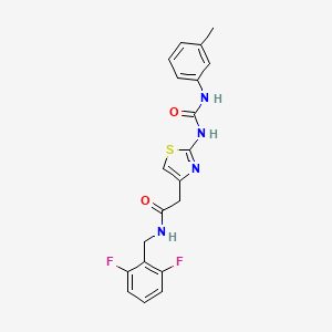 molecular formula C20H18F2N4O2S B2589282 N-(2,6-difluorobenzyl)-2-(2-(3-(m-tolyl)ureido)thiazol-4-yl)acetamide CAS No. 921485-24-7