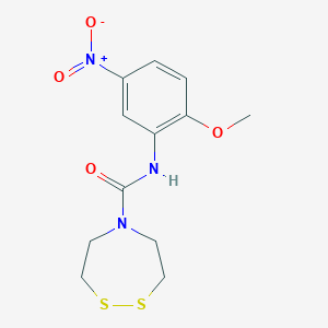 molecular formula C12H15N3O4S2 B2589297 N-(2-Methoxy-5-nitrophenyl)-1,2,5-dithiazepane-5-carboxamide CAS No. 2224269-23-0