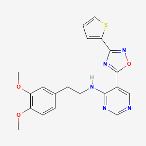 molecular formula C20H19N5O3S B2589305 N-(3,4-dimethoxyphenethyl)-5-(3-(thiophen-2-yl)-1,2,4-oxadiazol-5-yl)pyrimidin-4-amine CAS No. 2034510-83-1