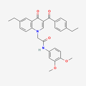 molecular formula C30H30N2O5 B2589310 N-(3,4-dimethoxyphenyl)-2-[6-ethyl-3-(4-ethylbenzoyl)-4-oxo-1,4-dihydroquinolin-1-yl]acetamide CAS No. 898344-50-8