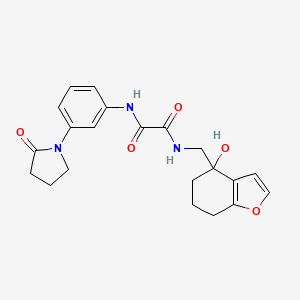 molecular formula C21H23N3O5 B2589311 N-[(4-hydroxy-4,5,6,7-tetrahydro-1-benzofuran-4-yl)methyl]-N'-[3-(2-oxopyrrolidin-1-yl)phenyl]ethanediamide CAS No. 2309750-52-3