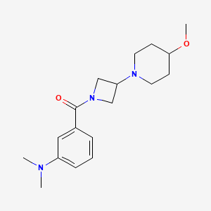 molecular formula C18H27N3O2 B2589340 (3-(Dimethylamino)phenyl)(3-(4-methoxypiperidin-1-yl)azetidin-1-yl)methanone CAS No. 2034291-94-4