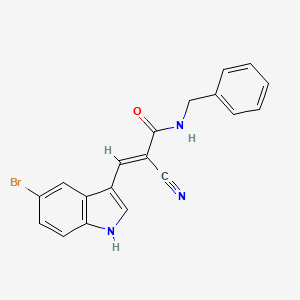 molecular formula C19H14BrN3O B2589350 N-benzyl-3-(5-bromo-1H-indol-3-yl)-2-cyanoprop-2-enamide CAS No. 473420-94-9