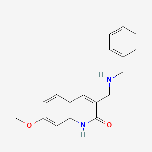 molecular formula C18H18N2O2 B2589381 3-(Benzylamino-methyl)-7-methoxy-1H-quinolin-2-one CAS No. 462067-61-4