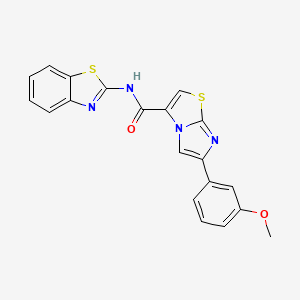 molecular formula C20H14N4O2S2 B2589388 N-(1,3-benzothiazol-2-yl)-6-(3-methoxyphenyl)imidazo[2,1-b][1,3]thiazole-3-carboxamide CAS No. 1021218-32-5