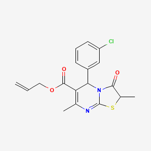 molecular formula C18H17ClN2O3S B2589431 prop-2-en-1-yl 5-(3-chlorophenyl)-2,7-dimethyl-3-oxo-2H,3H,5H-[1,3]thiazolo[3,2-a]pyrimidine-6-carboxylate CAS No. 620555-44-4