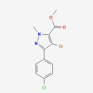 molecular formula C12H10BrClN2O2 B2589461 methyl 4-bromo-3-(4-chlorophenyl)-1-methyl-1H-pyrazole-5-carboxylate CAS No. 175711-53-2