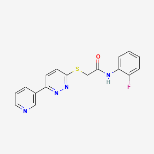 molecular formula C17H13FN4OS B2589469 N-(2-fluorophenyl)-2-{[6-(pyridin-3-yl)pyridazin-3-yl]sulfanyl}acetamide CAS No. 872702-05-1