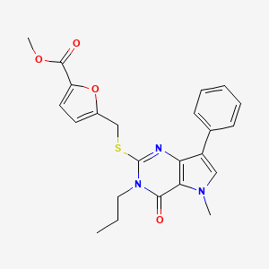 molecular formula C23H23N3O4S B2589484 methyl 5-[({5-methyl-4-oxo-7-phenyl-3-propyl-3H,4H,5H-pyrrolo[3,2-d]pyrimidin-2-yl}sulfanyl)methyl]furan-2-carboxylate CAS No. 1115371-27-1