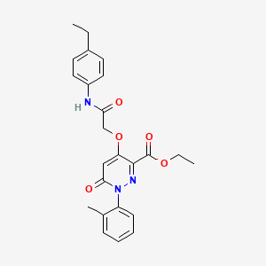 molecular formula C24H25N3O5 B2589511 Ethyl 4-(2-((4-ethylphenyl)amino)-2-oxoethoxy)-6-oxo-1-(o-tolyl)-1,6-dihydropyridazine-3-carboxylate CAS No. 899960-33-9