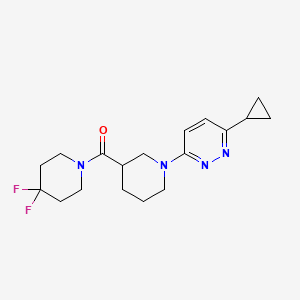 molecular formula C18H24F2N4O B2589532 3-Cyclopropyl-6-[3-(4,4-difluoropiperidine-1-carbonyl)piperidin-1-yl]pyridazine CAS No. 2097901-37-4