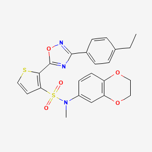 molecular formula C23H21N3O5S2 B2589542 N-(2,3-dihydro-1,4-benzodioxin-6-yl)-2-[3-(4-ethylphenyl)-1,2,4-oxadiazol-5-yl]-N-methylthiophene-3-sulfonamide CAS No. 1207030-67-8