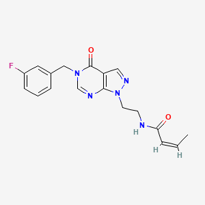 molecular formula C18H18FN5O2 B2589573 (Z)-N-(2-(5-(3-fluorobenzyl)-4-oxo-4,5-dihydro-1H-pyrazolo[3,4-d]pyrimidin-1-yl)ethyl)but-2-enamide CAS No. 1006776-02-8