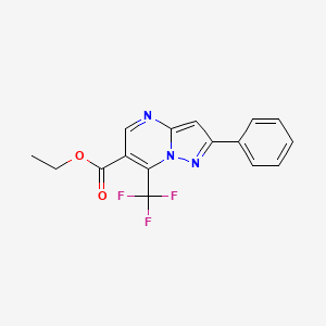 molecular formula C16H12F3N3O2 B2589595 Ethyl 2-phenyl-7-(trifluoromethyl)pyrazolo[1,5-a]pyrimidine-6-carboxylate CAS No. 1245807-16-2