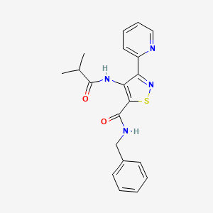 molecular formula C20H20N4O2S B2589603 N-benzyl-4-(2-methylpropanamido)-3-(pyridin-2-yl)-1,2-thiazole-5-carboxamide CAS No. 1251691-29-8
