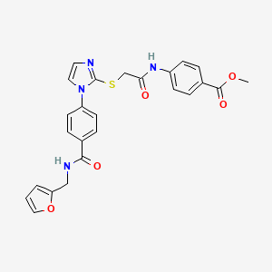 molecular formula C25H22N4O5S B2589624 methyl 4-(2-{[1-(4-{[(furan-2-yl)methyl]carbamoyl}phenyl)-1H-imidazol-2-yl]sulfanyl}acetamido)benzoate CAS No. 1206986-14-2