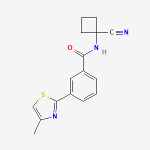 molecular formula C16H15N3OS B2589636 N-(1-Cyanocyclobutyl)-3-(4-methyl-1,3-thiazol-2-YL)benzamide CAS No. 1385463-89-7