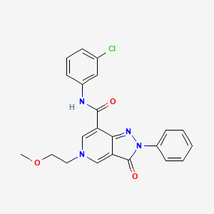 molecular formula C22H19ClN4O3 B2589637 N-(3-chlorophenyl)-5-(2-methoxyethyl)-3-oxo-2-phenyl-2H,3H,5H-pyrazolo[4,3-c]pyridine-7-carboxamide CAS No. 923202-17-9