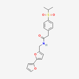 molecular formula C20H21NO5S B2589645 N-({[2,2'-bifuran]-5-yl}methyl)-2-[4-(propane-2-sulfonyl)phenyl]acetamide CAS No. 2097863-60-8