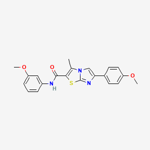 molecular formula C21H19N3O3S B2589652 N-(3-methoxyphenyl)-6-(4-methoxyphenyl)-3-methylimidazo[2,1-b][1,3]thiazole-2-carboxamide CAS No. 852134-93-1