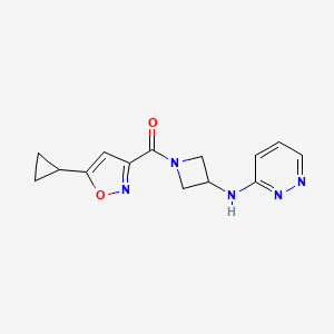 molecular formula C14H15N5O2 B2589679 N-[1-(5-cyclopropyl-1,2-oxazole-3-carbonyl)azetidin-3-yl]pyridazin-3-amine CAS No. 2097917-50-3