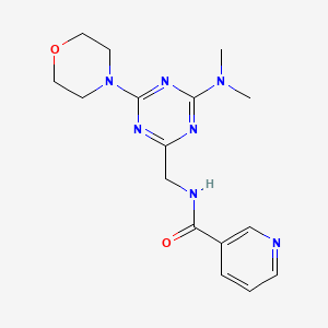 molecular formula C16H21N7O2 B2589693 N-((4-(dimethylamino)-6-morpholino-1,3,5-triazin-2-yl)methyl)nicotinamide CAS No. 2034542-86-2