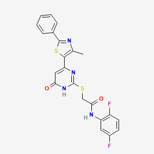 molecular formula C22H16F2N4O2S2 B2589698 N-(2,5-difluorophenyl)-2-{[4-(4-methyl-2-phenyl-1,3-thiazol-5-yl)-6-oxo-1,6-dihydropyrimidin-2-yl]sulfanyl}acetamide CAS No. 1115901-11-5