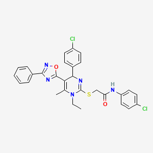 N-(4-chlorophenyl)-2-{[4-(4-chlorophenyl)-1-ethyl-6-methyl-5-(3-phenyl-1,2,4-oxadiazol-5-yl)-1,4-dihydropyrimidin-2-yl]thio}acetamide