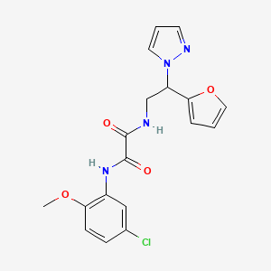 molecular formula C18H17ClN4O4 B2589723 N'-(5-chloro-2-methoxyphenyl)-N-[2-(furan-2-yl)-2-(1H-pyrazol-1-yl)ethyl]ethanediamide CAS No. 2034545-48-5